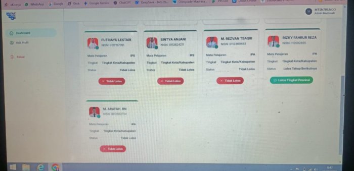 Siswa MTsN 7 Bungo Lolos OMI Tingkat Kabupaten, Siap Berlaga di Tingkat Provinsi