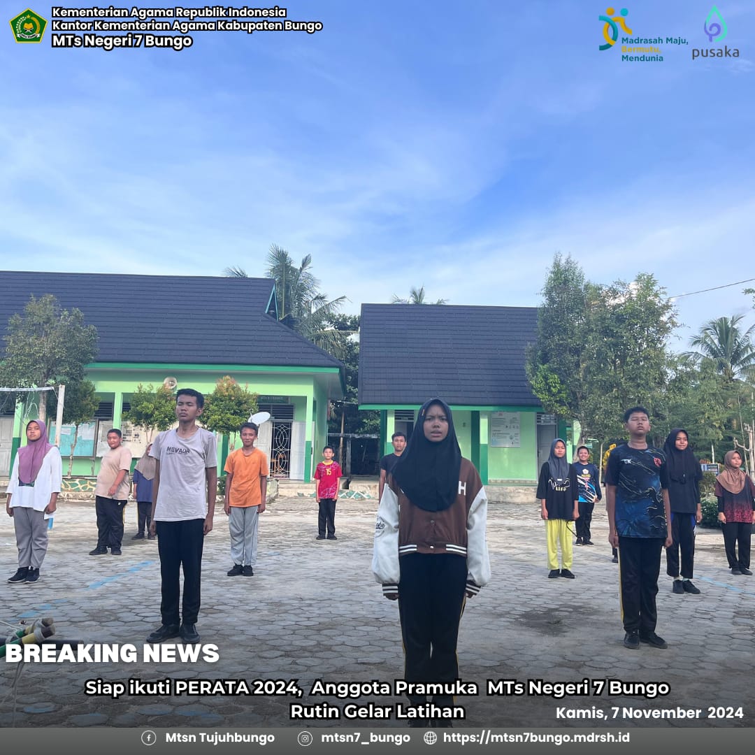 Siap ikuti PERATA 2024, Anggota Pramuka MTs Negeri 7 Bungo Rutin Gelar Latihan