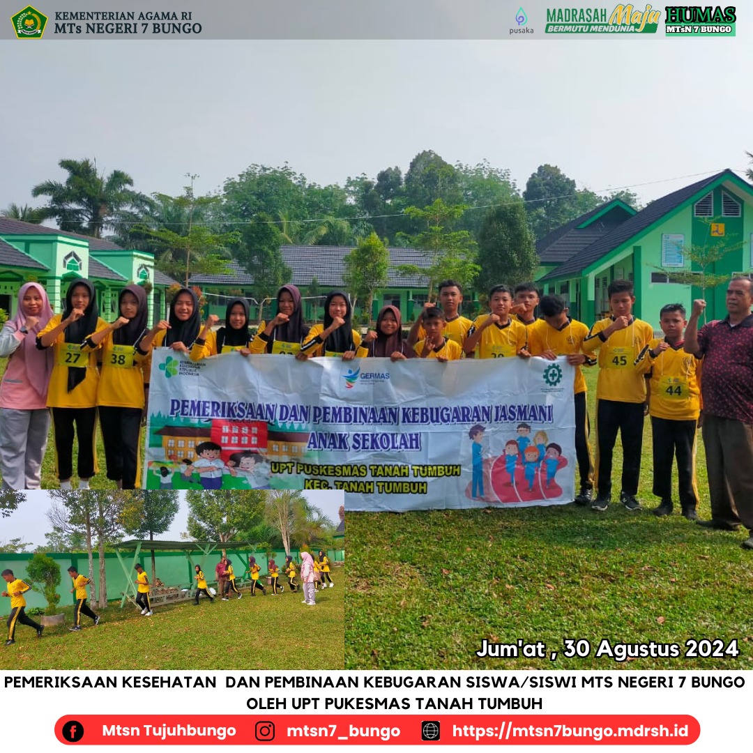 Siswa MTsN 7 Bungo Menjalani Pemeriksaan Kesehatan dan Kebugaran Jasmani Bersama Petugas UPT Puskesmas Tanah Tumbuh