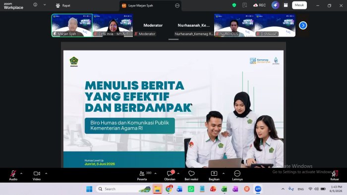 Tingkatkan Kualitas Publikasi, Tim Humas MTsN 7 Bungo Ikuti Pelatihan Penulisan Berita Berdampak