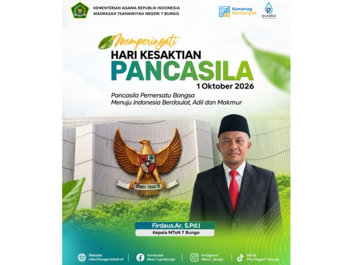 Upacara Ditiadakan karena Kabut Asap, Kepala MTsN 7 Bungo Ajak Jadikan Hari Kesaktian Pancasila sebagai Refleksi