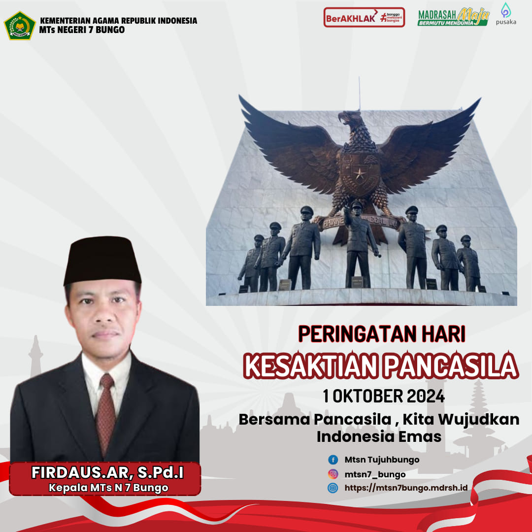 Civitas Akademika MTs N 7 Bungo Ucapkan Selamat Peringatan Hari Kesaktian Pancasila 2024