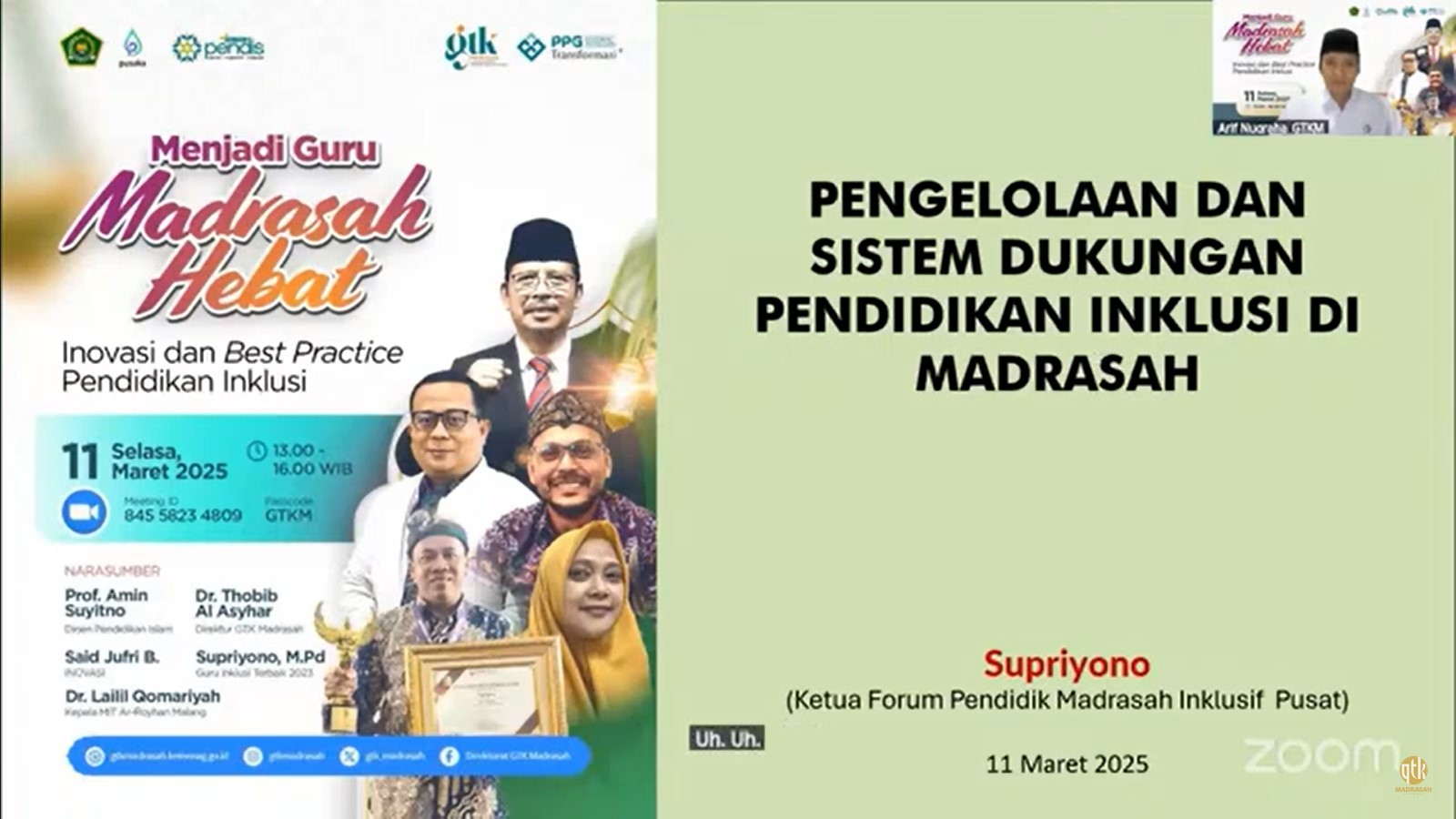 Guru MTSN 7 Bungo Hadiri Webinar Menjadi Guru Madrasah Hebat Inovasi Dan Best Practice Pendidikan Inklusi