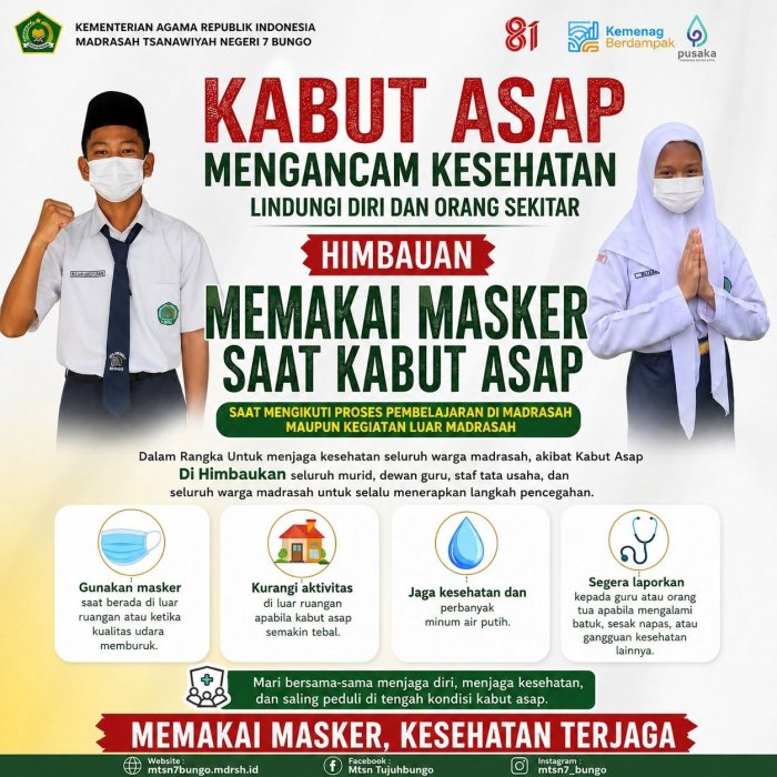 MTsN 7 Bungo Imbau Warga Madrasah Waspada Kabut Asap dan Jaga Kesehatan MTsN 7 Bungo Imbau Warga Madrasah Waspada Kabut Asap dan Jaga Kesehatan