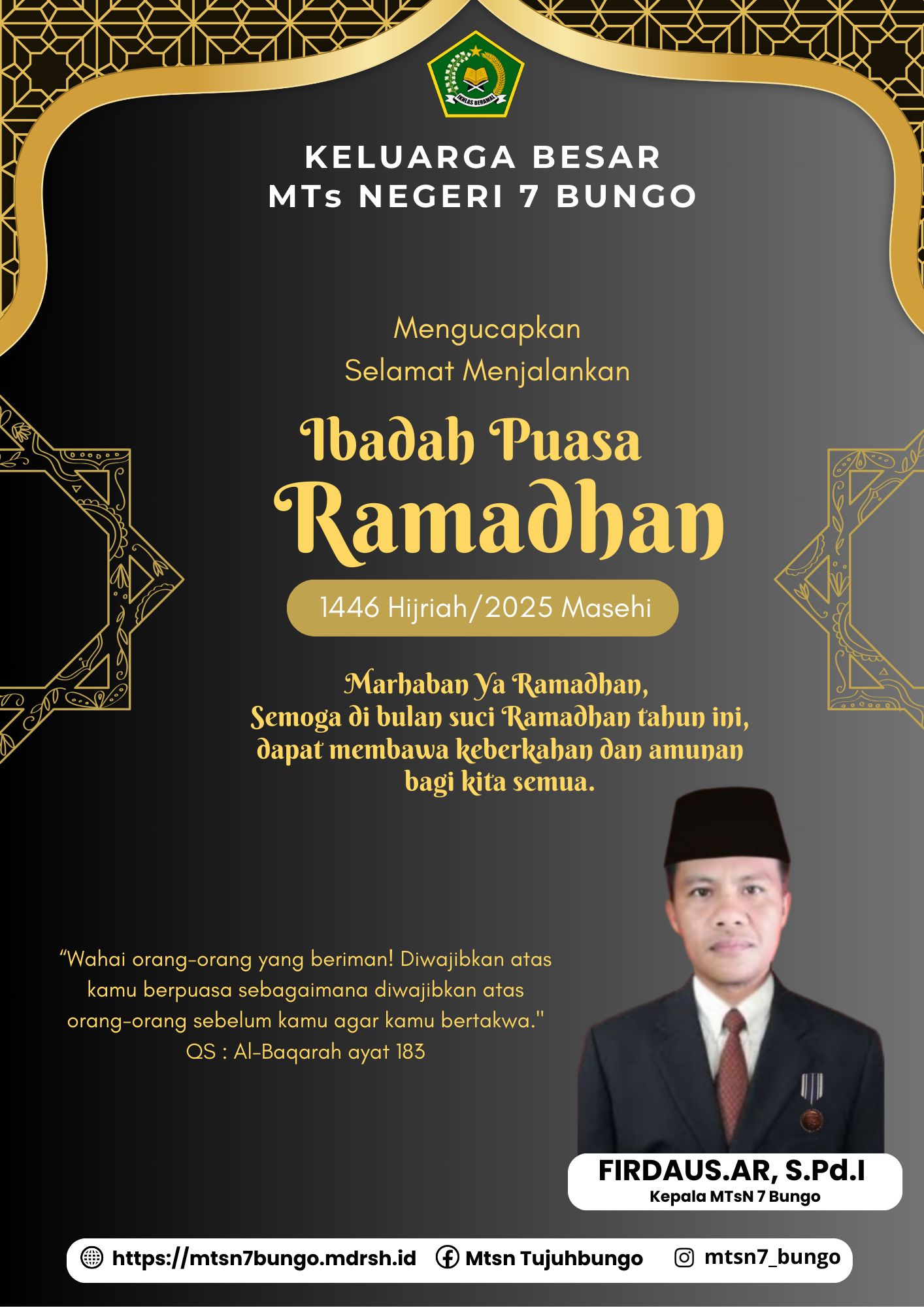 MTs N 7 Bungo Mengucapkan Selamat Menunaikan Ibadah Puasa Ramadhan 1446 H