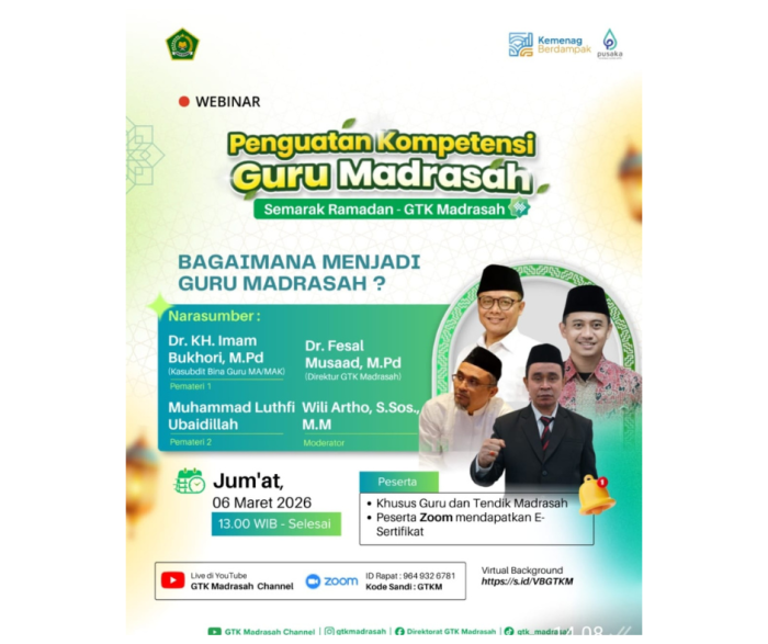 Semarak Ramadan GTK Madrasah: Guru MTsN 7 Bungo Ikuti Webinar Nasional Makna Menjadi Guru Madrasah