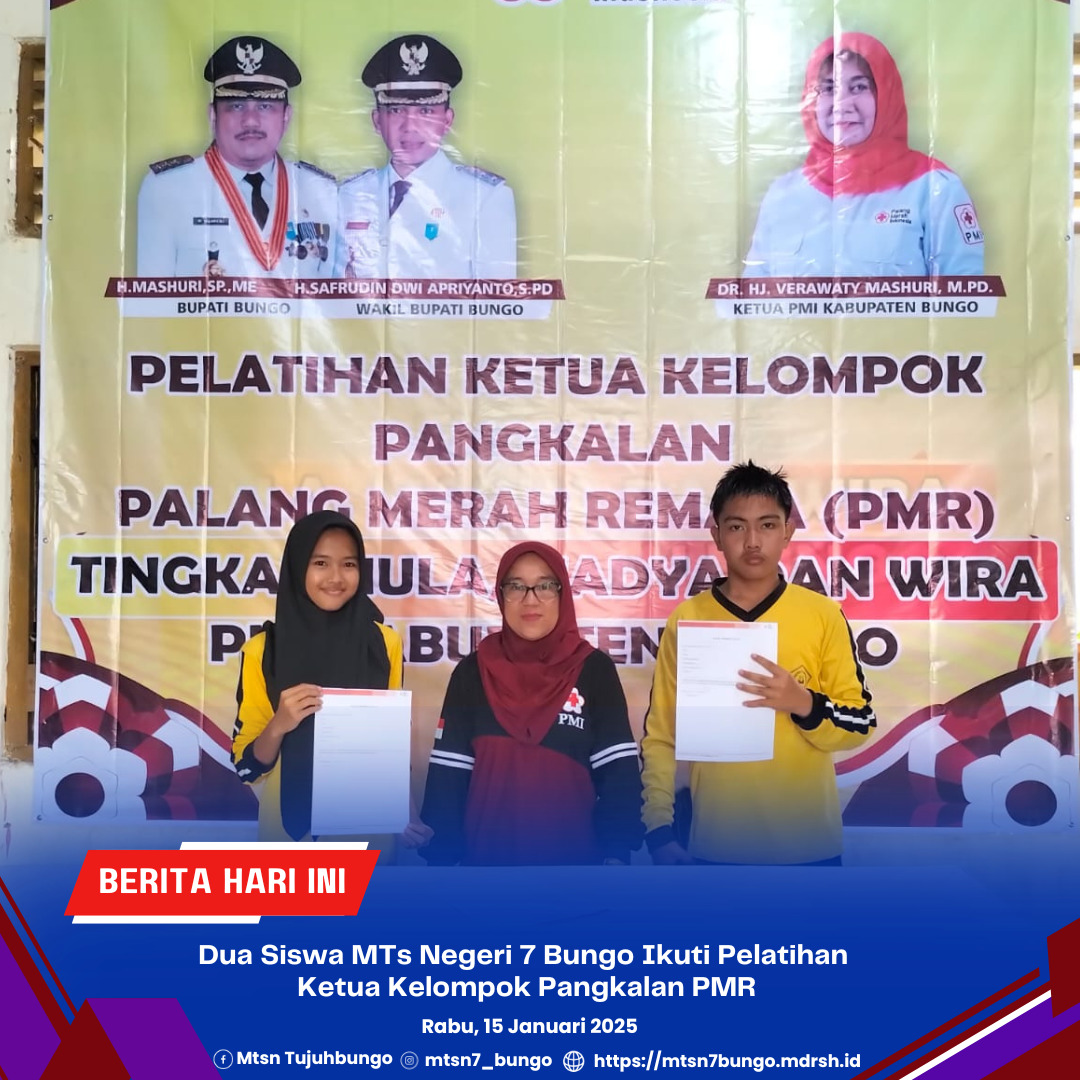 Dua Siswa MTs Negeri 7 Bungo Ikuti Pelatihan  Ketua Kelompok Pangkalan PMR  