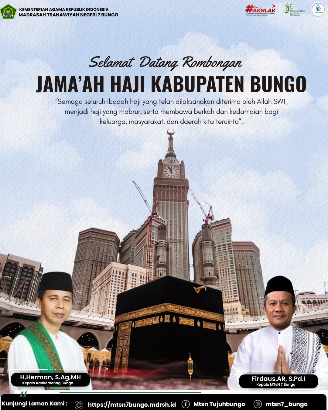 Keluarga Besar MTsN 7 Bungo Sambut Hangat Kepulangan Jama'ah Haji Kabupaten Bungo