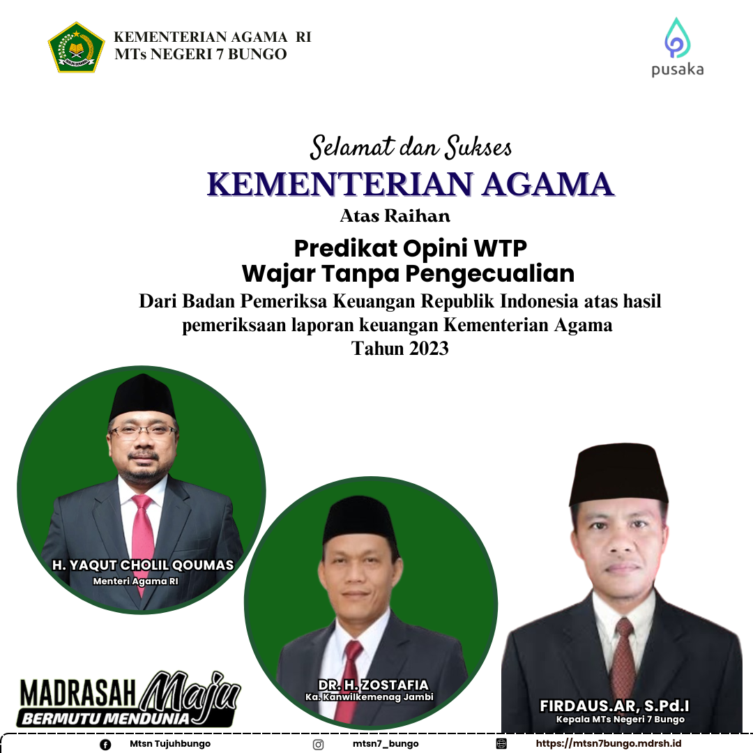 PREDIKAT OPINI WTP LAPORAN KEUANGAN TAHUN 2023