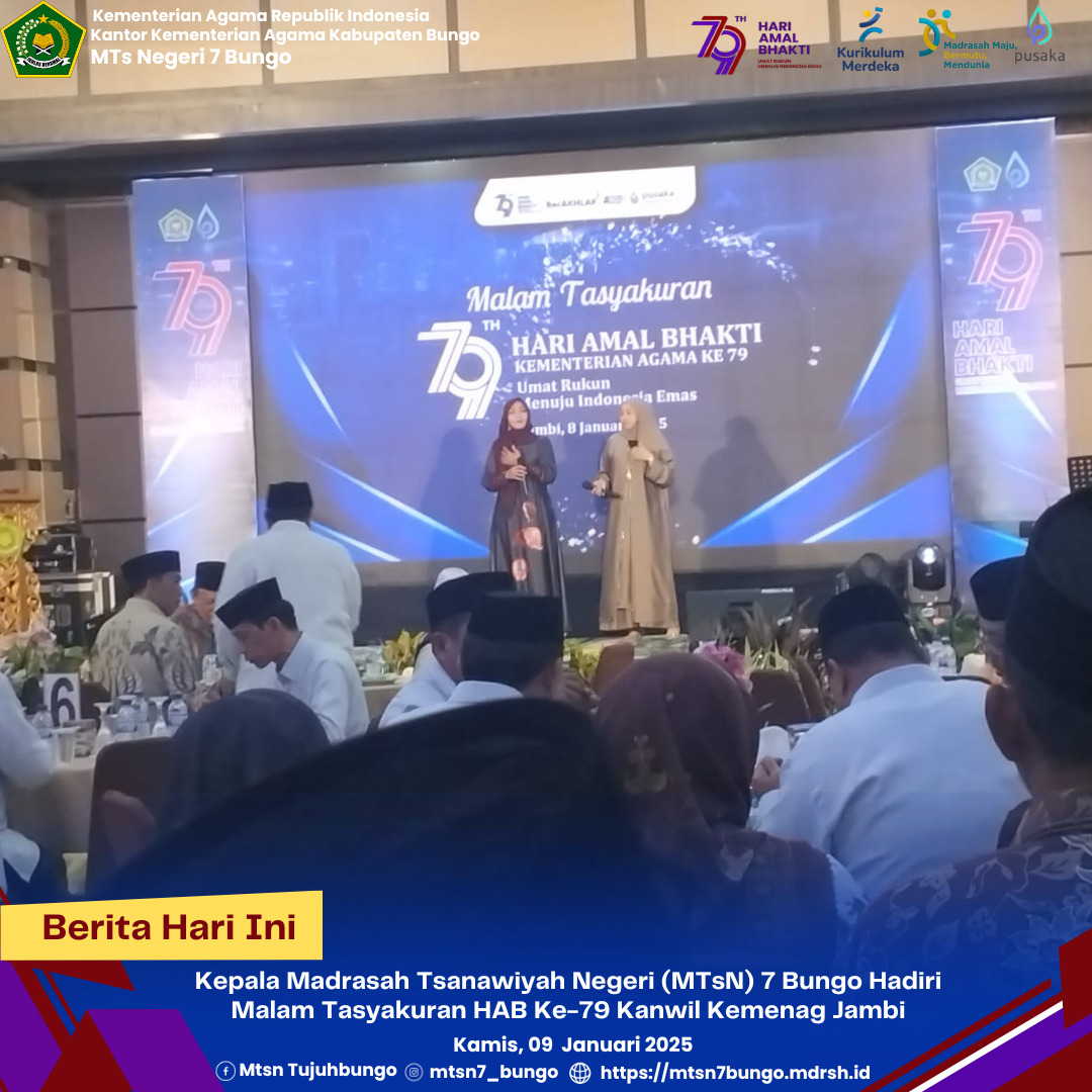 Kepala Madrasah Tsanawiyah Negeri (MTsN) 7 Bungo Hadiri Malam Tasyakuran HAB Ke-79 Kanwil Kemenag Jambi