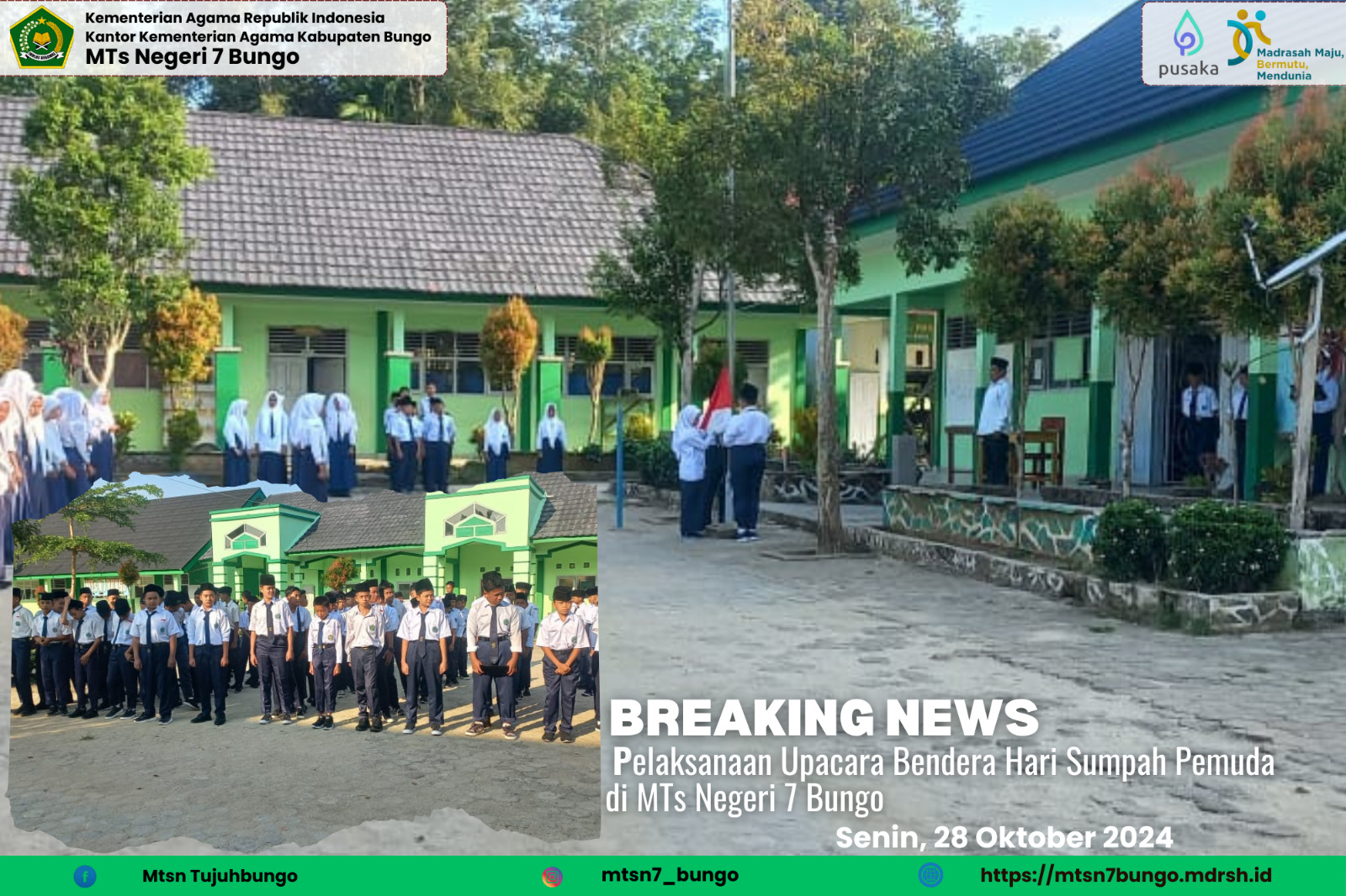 MTs Negeri 7 Bungo Gelar Upacara Peringatan Hari Sumpah Pemuda ke-96 Tahun 2024