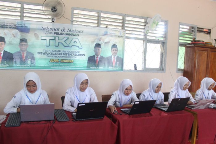 Hari Pertama TKA MTsN 7 Bungo Berjalan Lancar dan Kondusif, Siswa Ikuti Ujian dengan Tertib