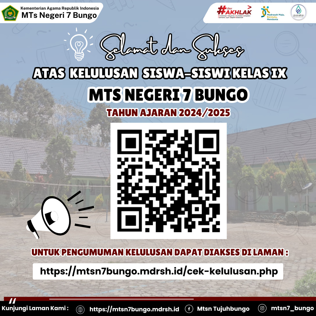 Pengumuman Kelulusan Siswa-Siswi Kelas IX MTsN 7 Bungo Tahun Ajaran 2024/2025