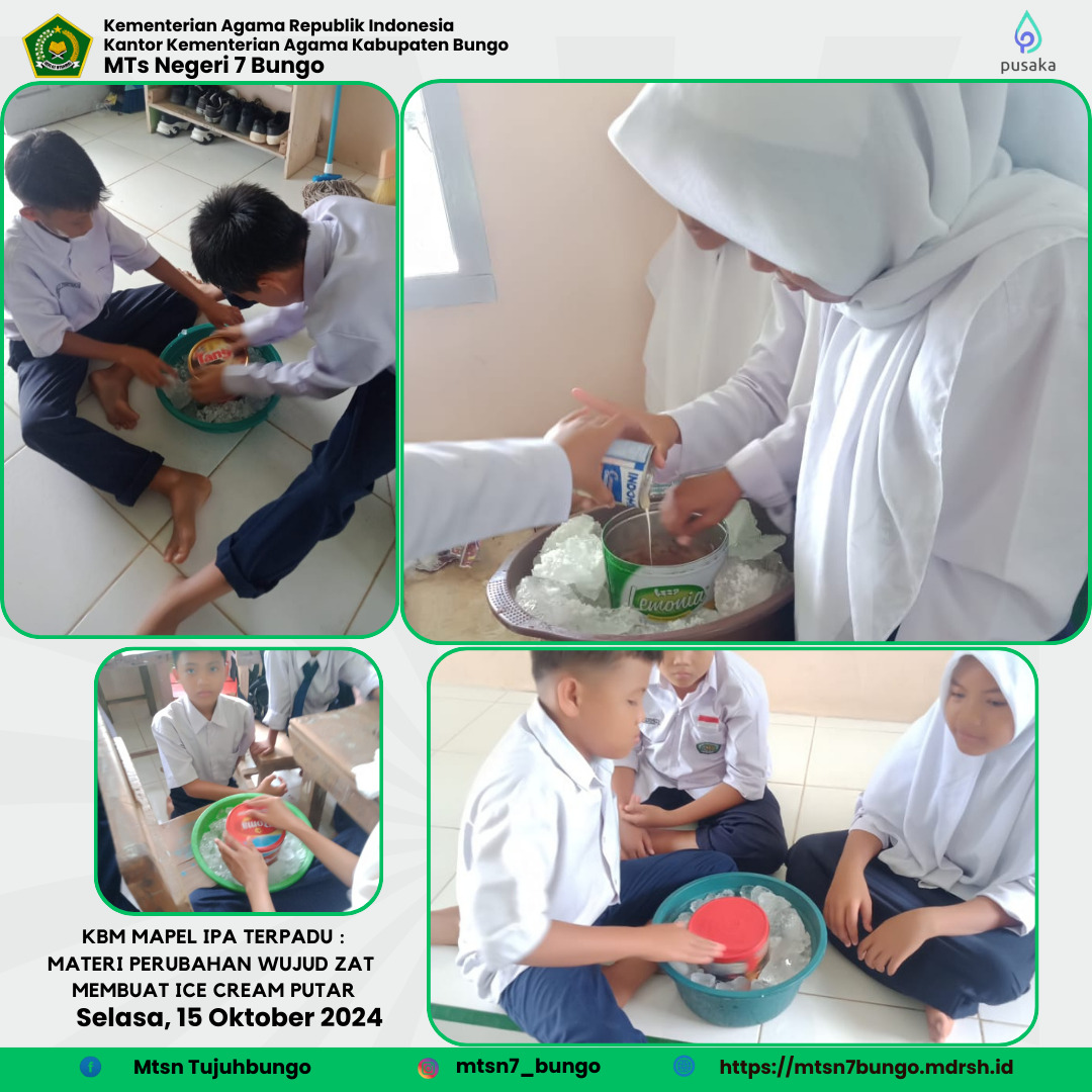 KBM MTs Negeri 7 Bungo Mapel IPA terpadu : Materi perubahan wujud zat  Membuat ice cream putar