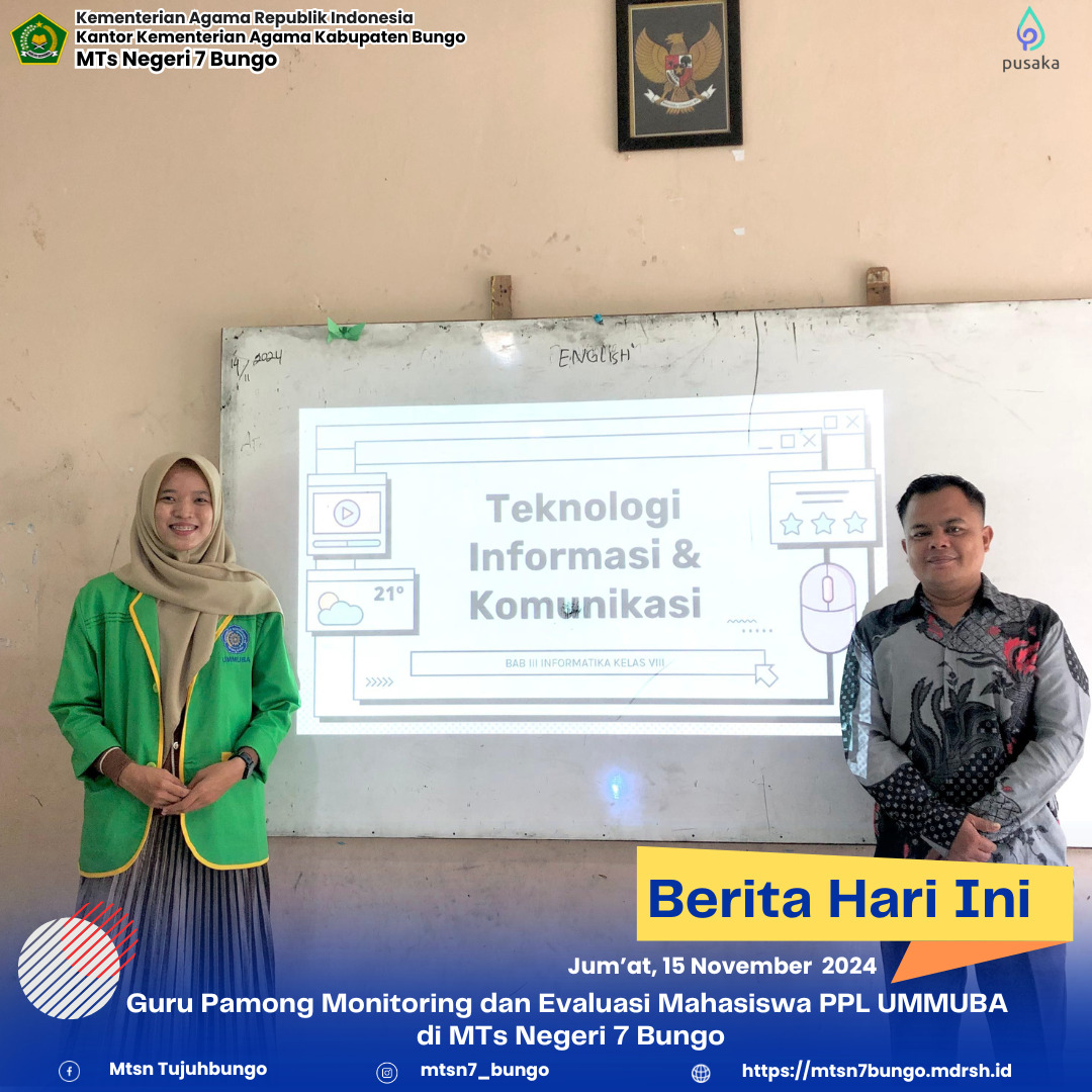 Kamad dan Guru Pamong Monitoring dan EValuasi Mahasiswa PPL Ummuba di MTs Negeri 7 Bungo