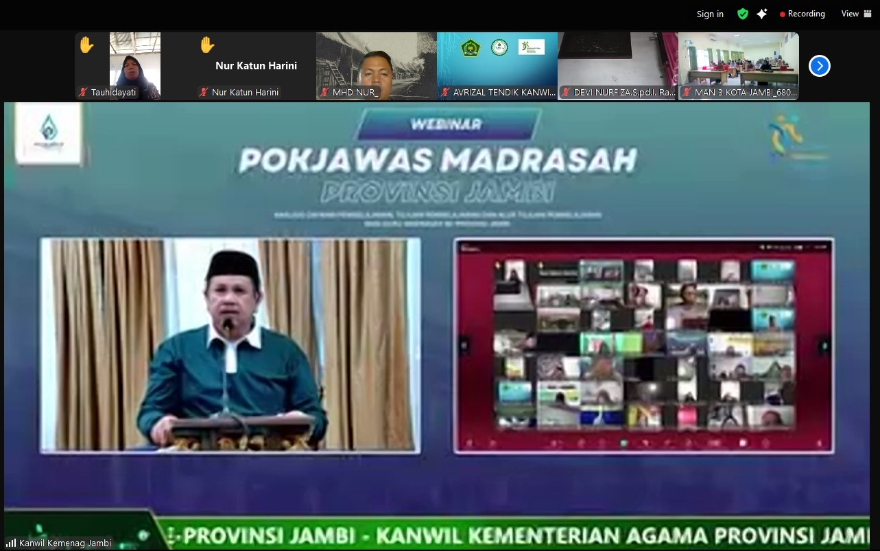 Tendik MTs Negeri 7 Bungo Hadiri Webinar Pokjawas Madrasah Provinsi Jambi