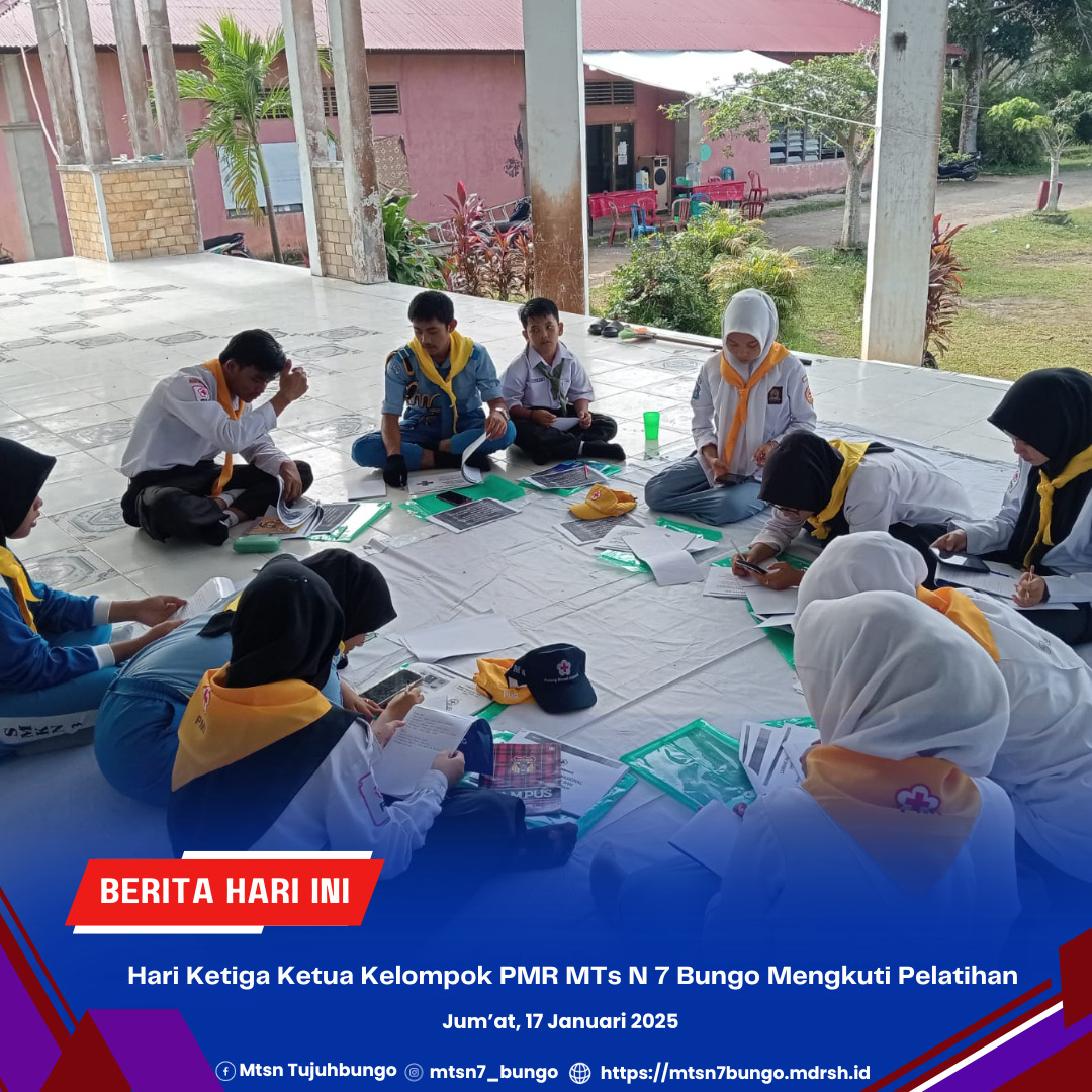 Hari Ketiga Ketua Kelompok PMR MTs N 7 Bungo Mengkuti Pelatihan